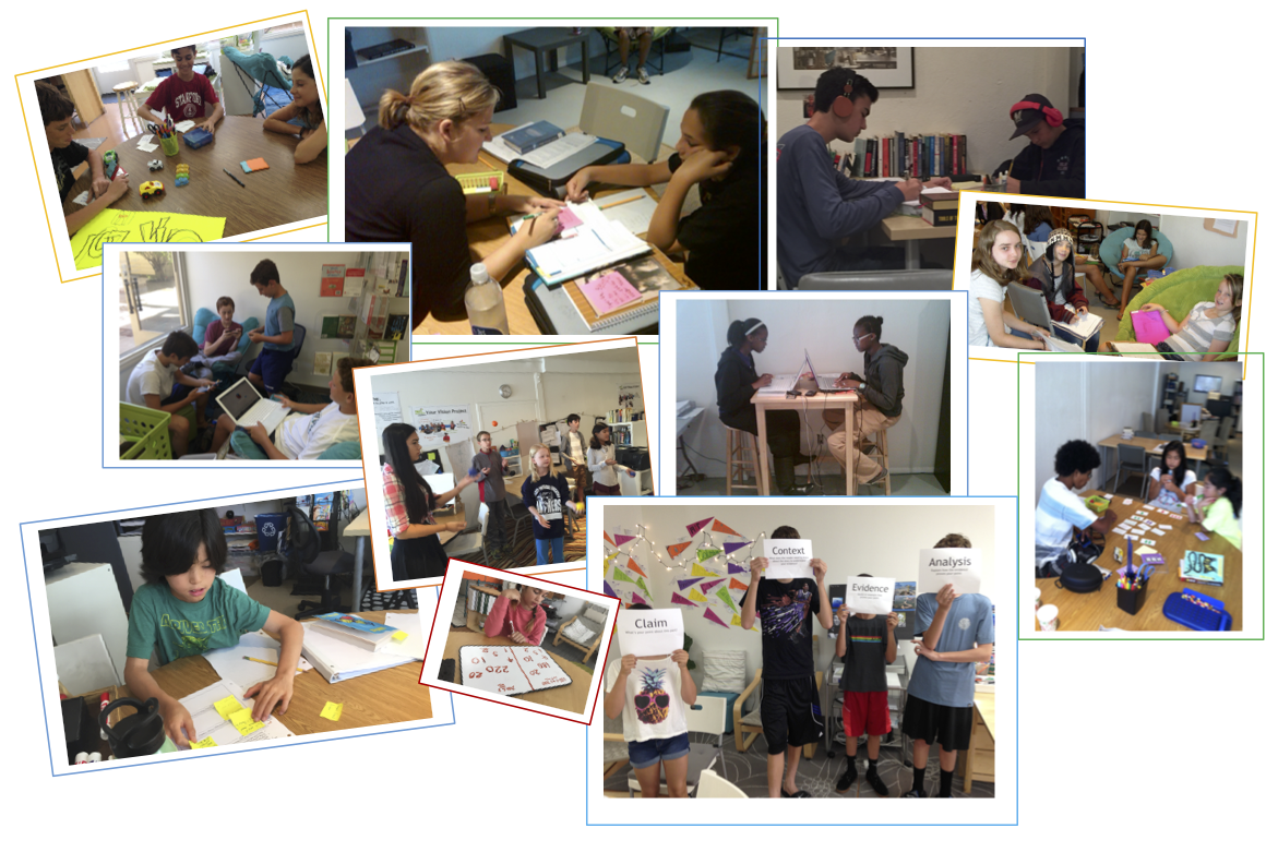 Photo collage of students in tutoring sessions.